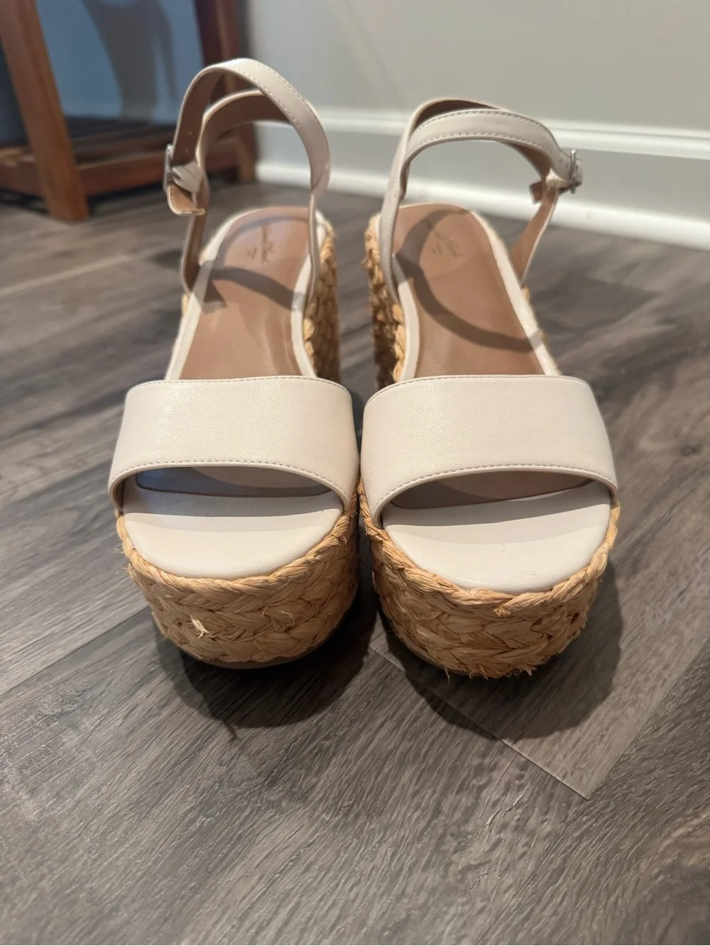 Women’s Cream Platform Wedge Sandals with Ankle Strap